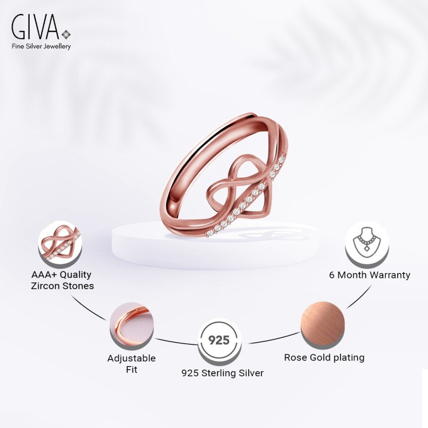 Giva 925 Sterling Silver Rose Gold Supple Adjustable Bracelet For Women
