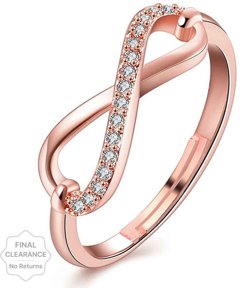 Om Jewells Infinity Love CZ ring Brass Cubic Zirconia Gold Plated