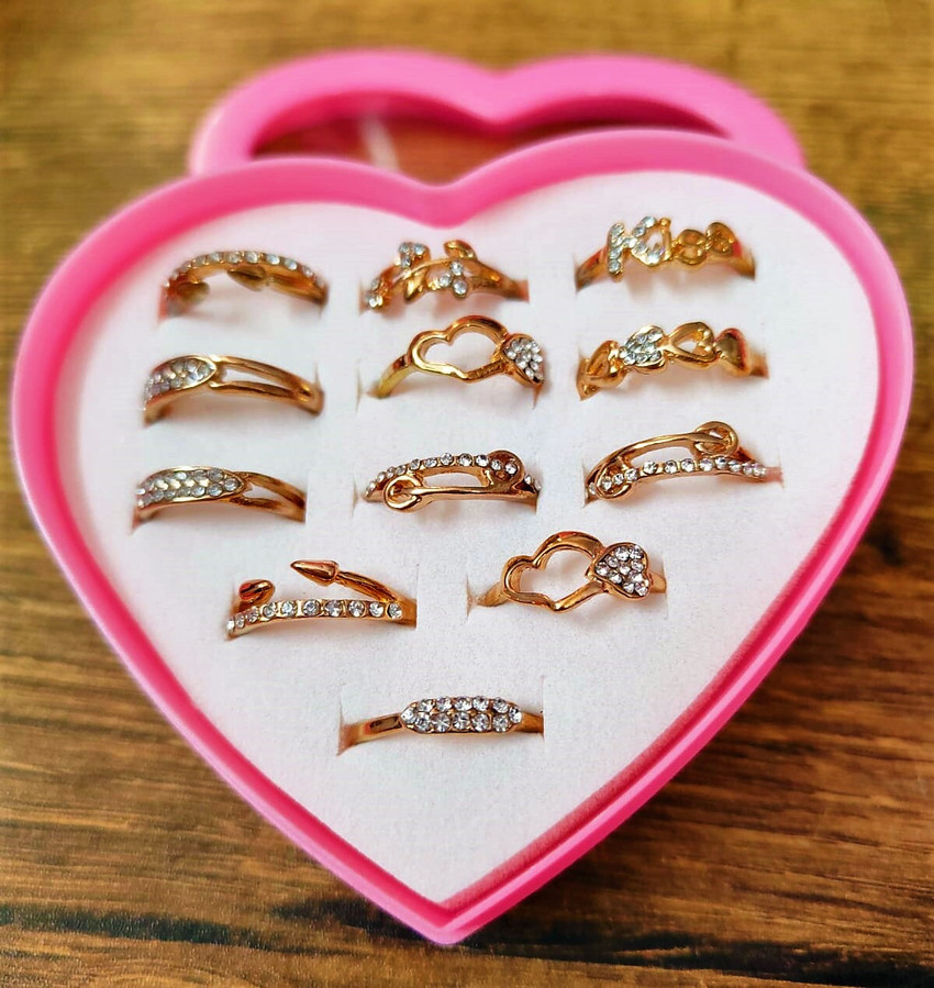 DIVINE 12 Artificial Stone Rings in a Small Pink Heart Shape Box for Girls 1 Box Alloy Ring Price in India Buy DIVINE 12 Artificial Stone Rings in a Small Pink Heart