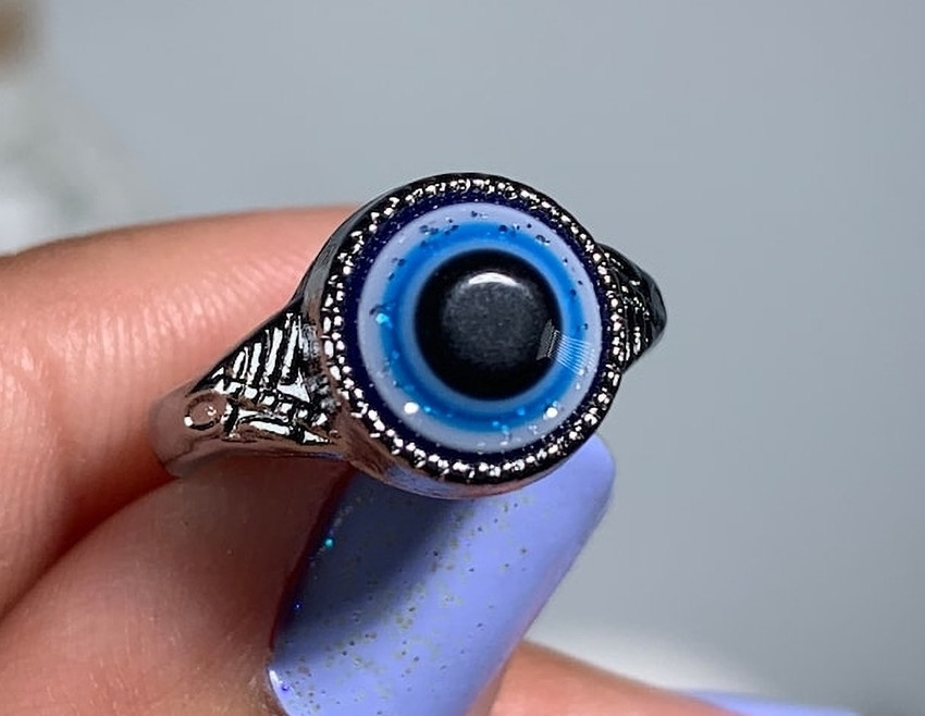 Evil eye sales ring silver