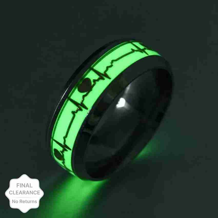 vien heart rate glow in the dark finger SIZE 17 Stainless Steel