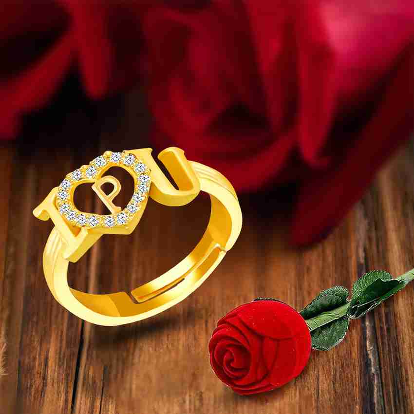 Divastri Rings for girls women girlfriend couple party lovers love P Name Letter ad cz Alloy Metal Brass Crystal Copper Stone Crystal Diamond Zircon Cubic Zirconia Gold Platinum Plated Ring Price in
