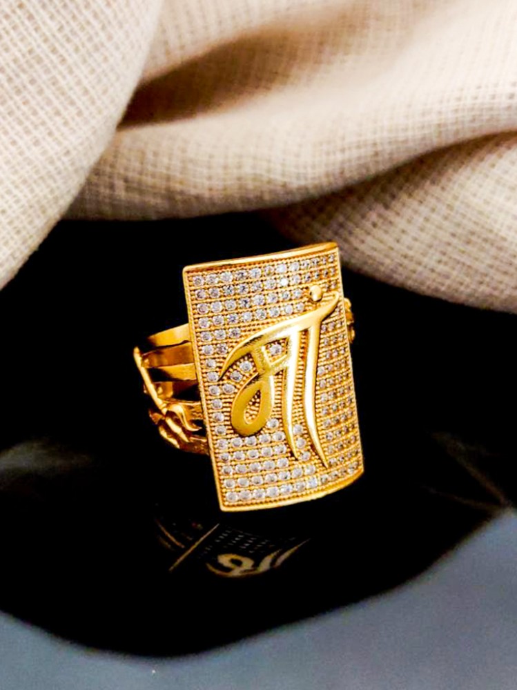 Pandadi Jewell Brass Diamond Gold Plated Men Ring (Maa Ring) Brass Cubic  Zirconia, Diamond Gold Plated Ring Price in India Buy Pandadi Jewell Brass  Diamond Gold Plated Men Ring (Maa Ring)