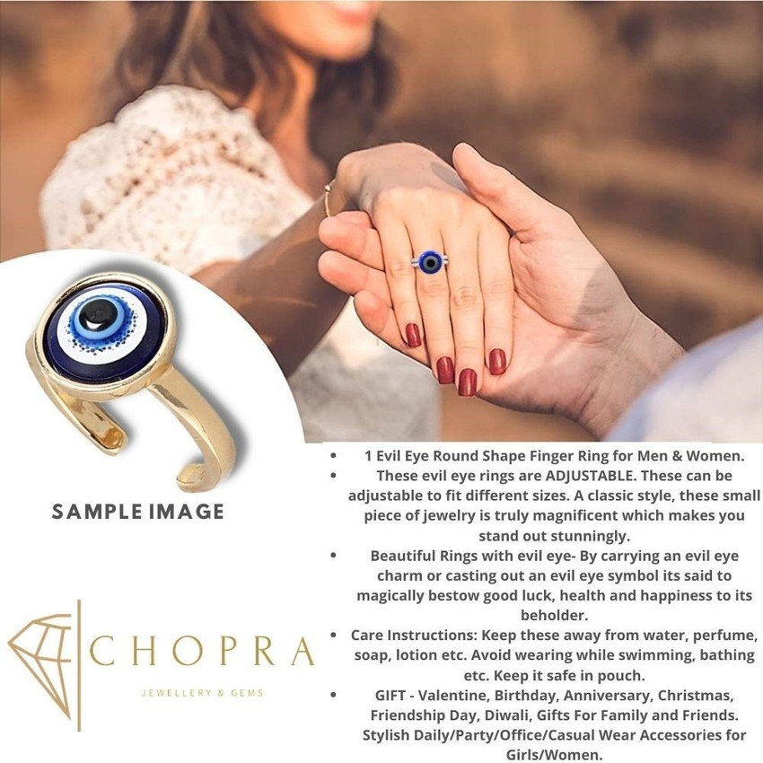 Chopra Gems Unique Effective 100 Original Evil Eye Protection Ring for Men Women Brass Gold Plated Ring Price in India Buy Chopra Gems Unique Effective 100 Original Evil