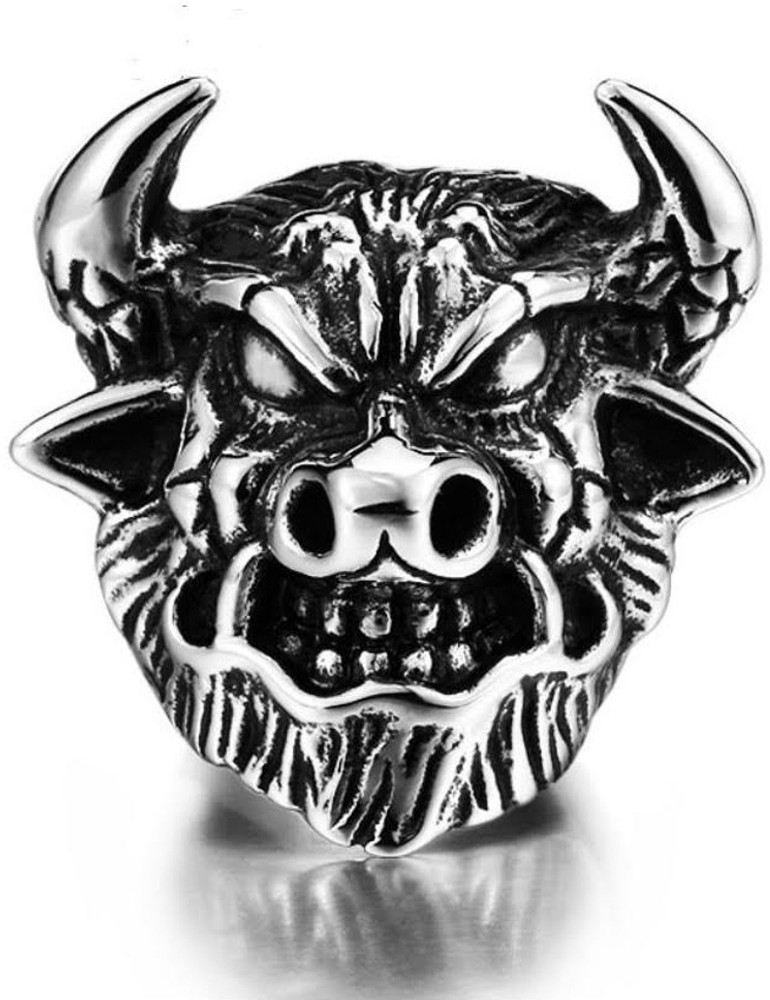Sunshine Creations New Arrival Trendy Unisex King Bull Demon Head Ring For Women Men Stainless Steel Silver Plated Ring Price in India Buy Sunshine Creations New Arrival Trendy Unisex King