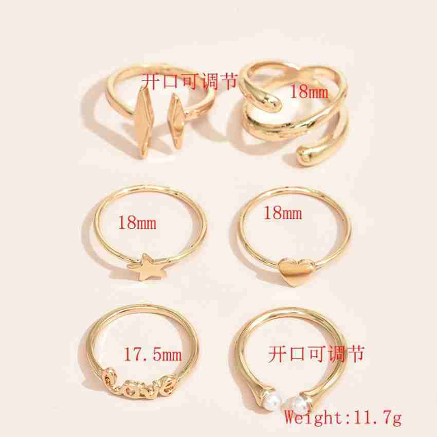 Womens Rings Gold Blue 8 Piece Retro Metal Ring Trend Zircon Set Gift Fashion Jewelry Joint Rings, Adult Unisex, Size: One Size