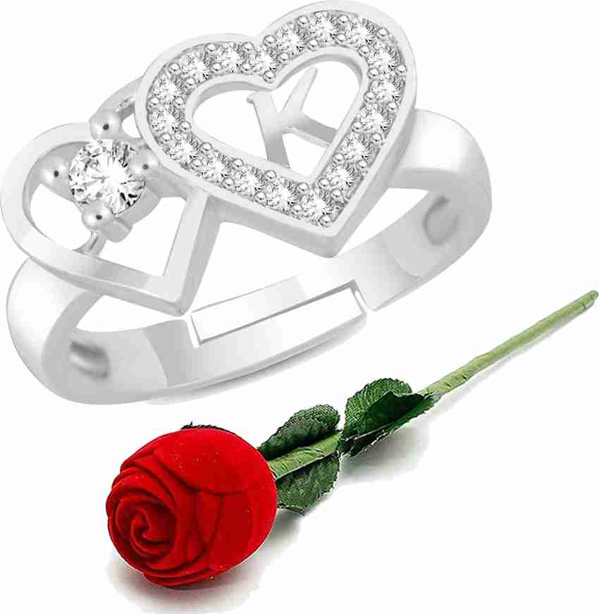 MEENAZ Love Heart Alphabet K Letter Rings girls women lovers