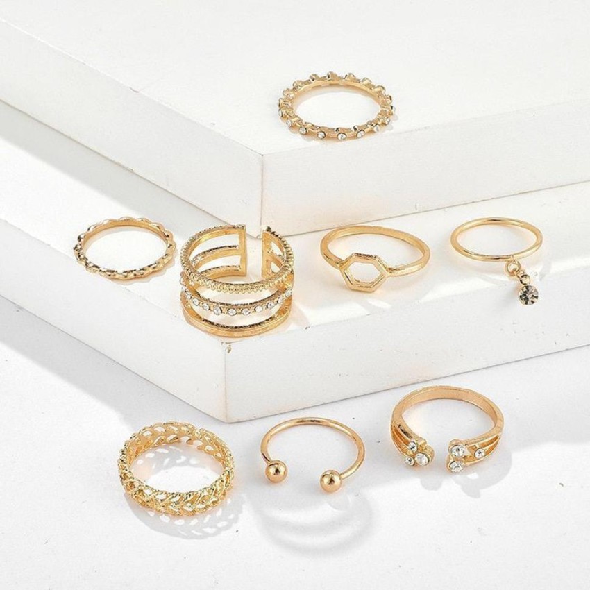 SWEET MEMORY Rings 5pcs /Set Gold Plated Open Adjustable Rings For Women @  Best Price Online