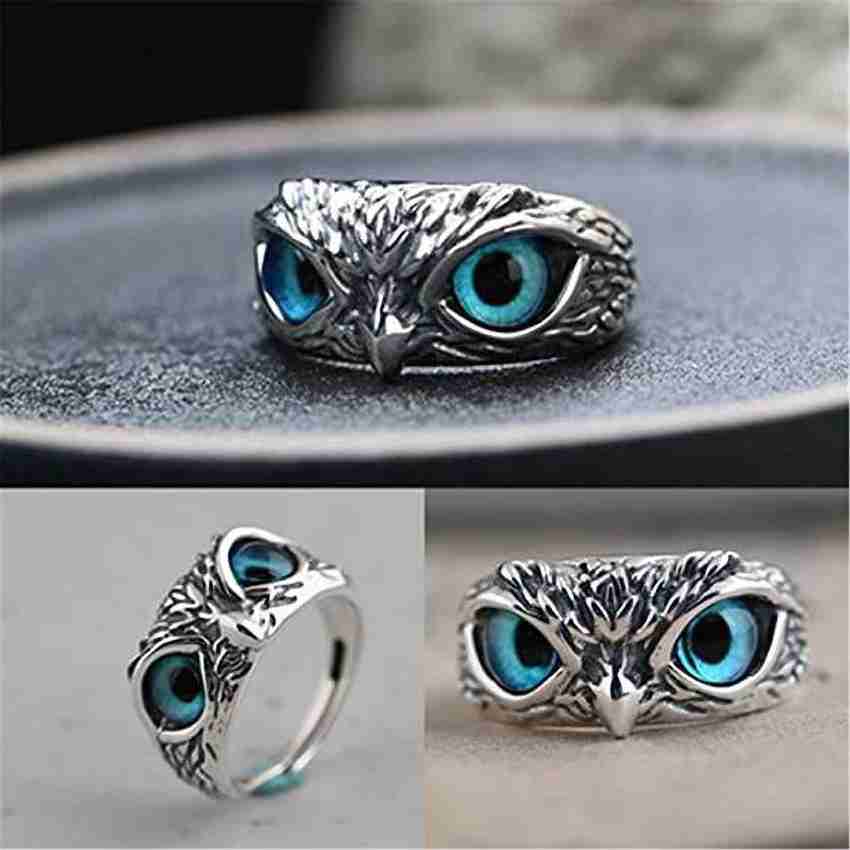 Syfer Owl Eye Ring for Men and Women Combo Adjustable Stainless