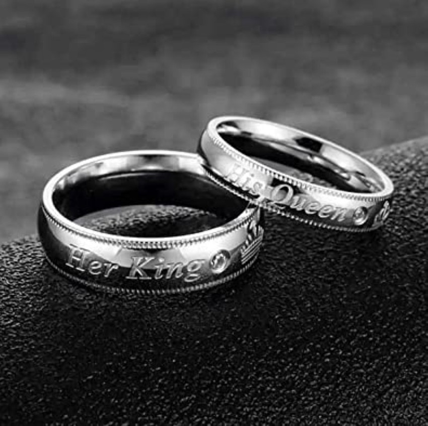 QualityAJ Adjustable Platinum Plated King Queen Rings For Men