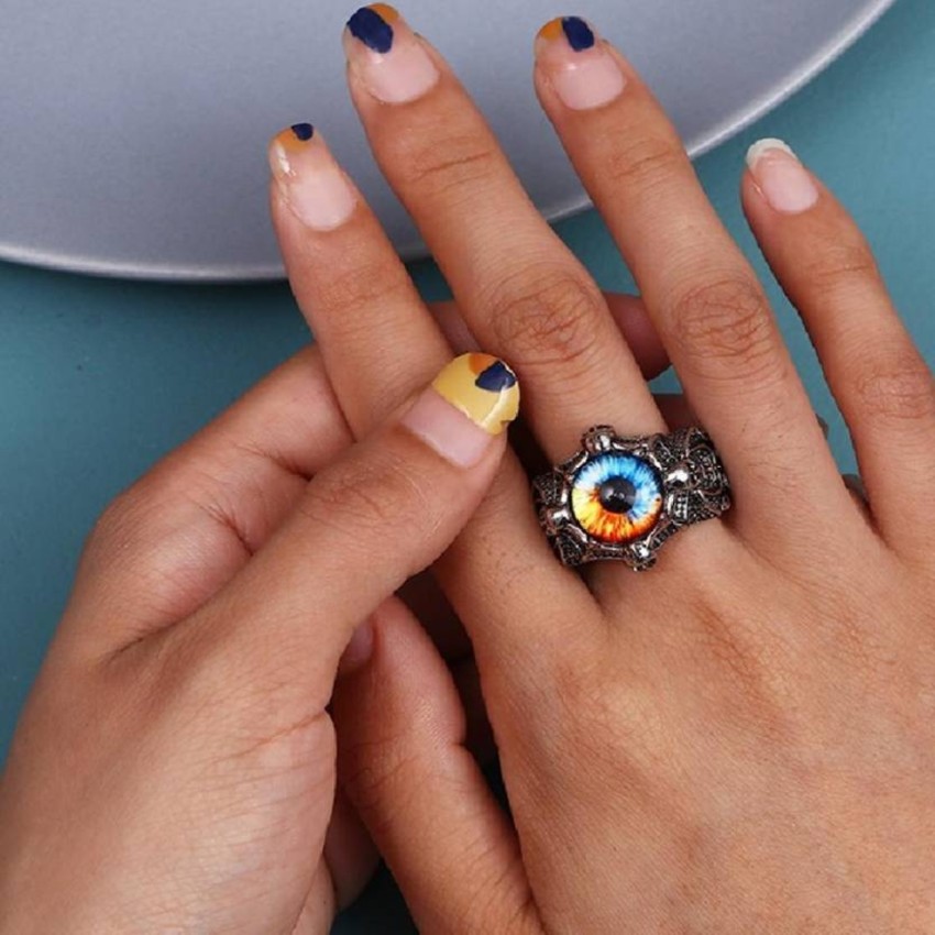 Evil Eye Mulit-Color Ring In Silver