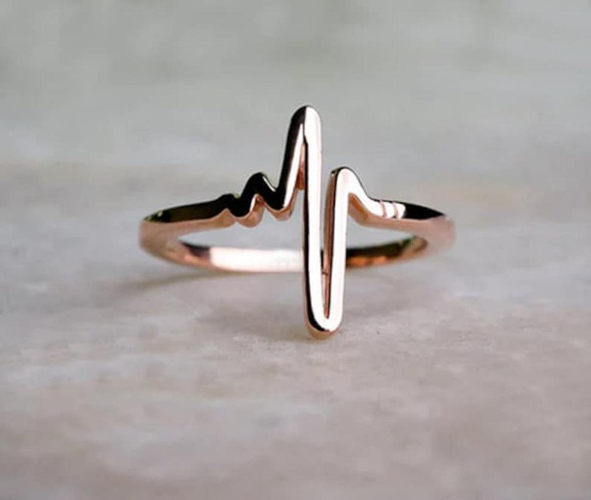 Alish Heart Beat Ring Rose Gold Silver HeartBeat ECG Ring For Women Alloy Crystal Silver Plated Ring Price in India Buy Alish Heart Beat Ring Rose Gold Silver HeartBeat ECG Ring For Women