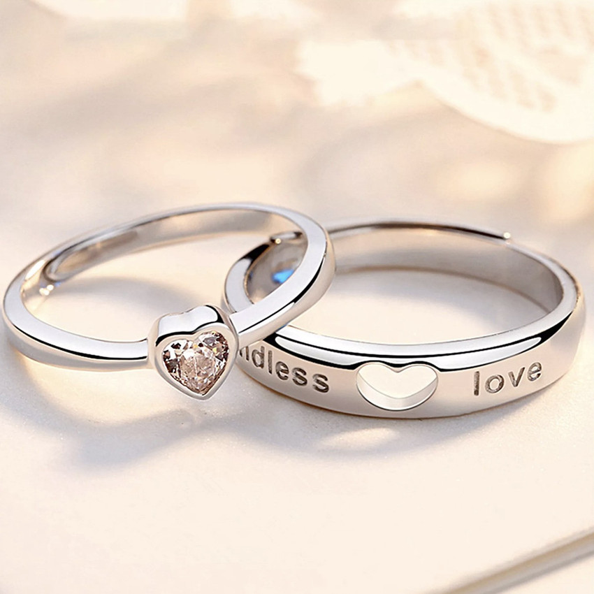 Devora Endless Love Heart shape Valentine Gifts Couple Ring for Girls and  Boys Valentine Day Propose ring for lovers Stainless Steel Zircon Sterling  