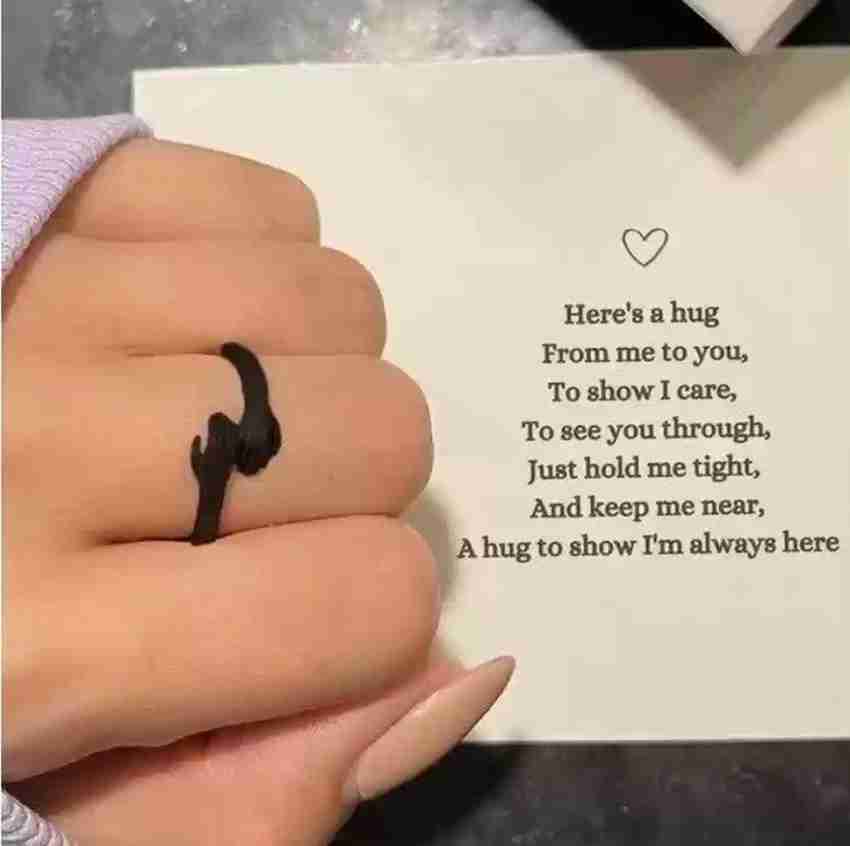 KOOKSAPOOT Valentine Hug Ring for Girl and Boy Hand Ring for Men