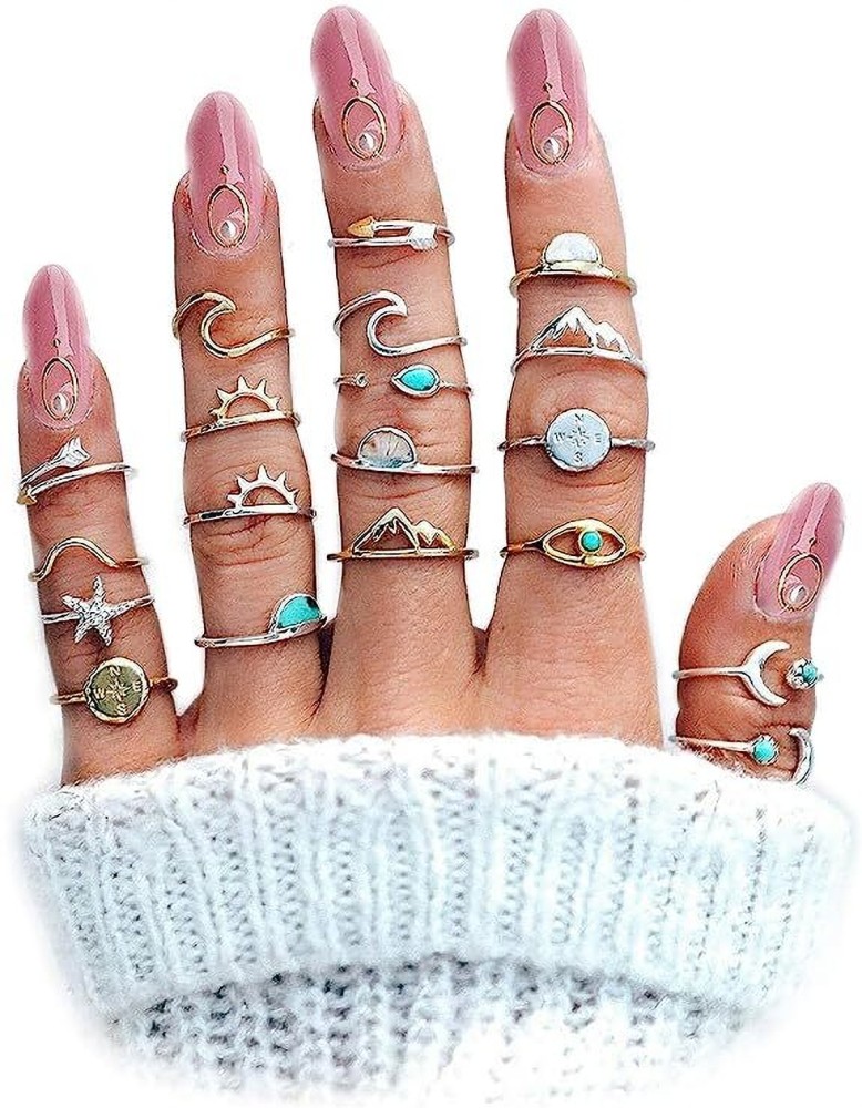 sannidhi 19 Pcs Rings for Women Teen Girls Knuckle Rings Finger Ring Sets  Turquoise Rings Silver Ring Set Price in India - Buy sannidhi 19 Pcs Rings  for Women Teen Girls Knuckle
