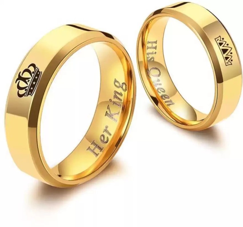 Stylish Colony Her King His Queen Couple Gold Ring for Boys