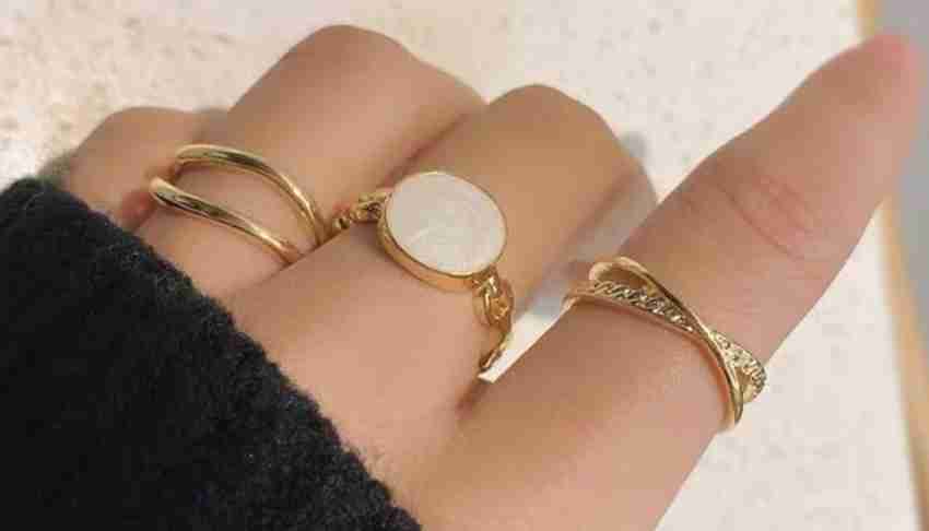 badeja 3 pcs latest metal adjustable golden finger ring set for women and girls Metal Silver Plated Ring Set Price in India Buy badeja 3 pcs latest metal adjustable golden finger