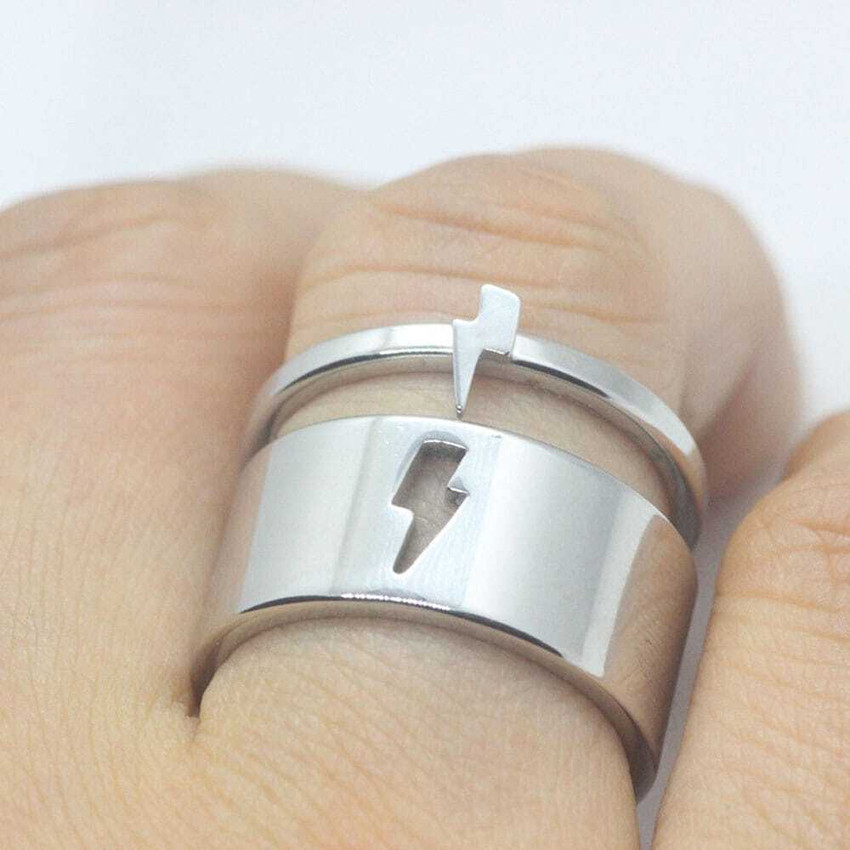 Matching couple sale rings lightning bolt