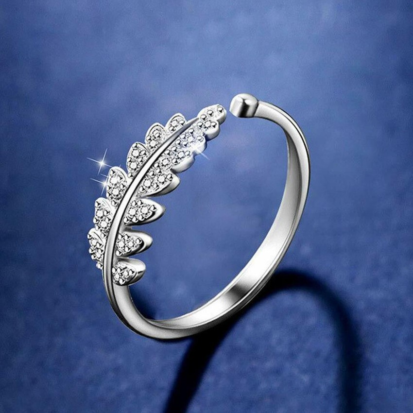 Fashion Frill Stunning American Diamond Silver Ring For Women & Girls  Adjustable Ring Stainless Steel Cubic Zirconia Silver Plated Ring Price in  India - Buy Fashion Frill Stunning American Diamond Silver Ring