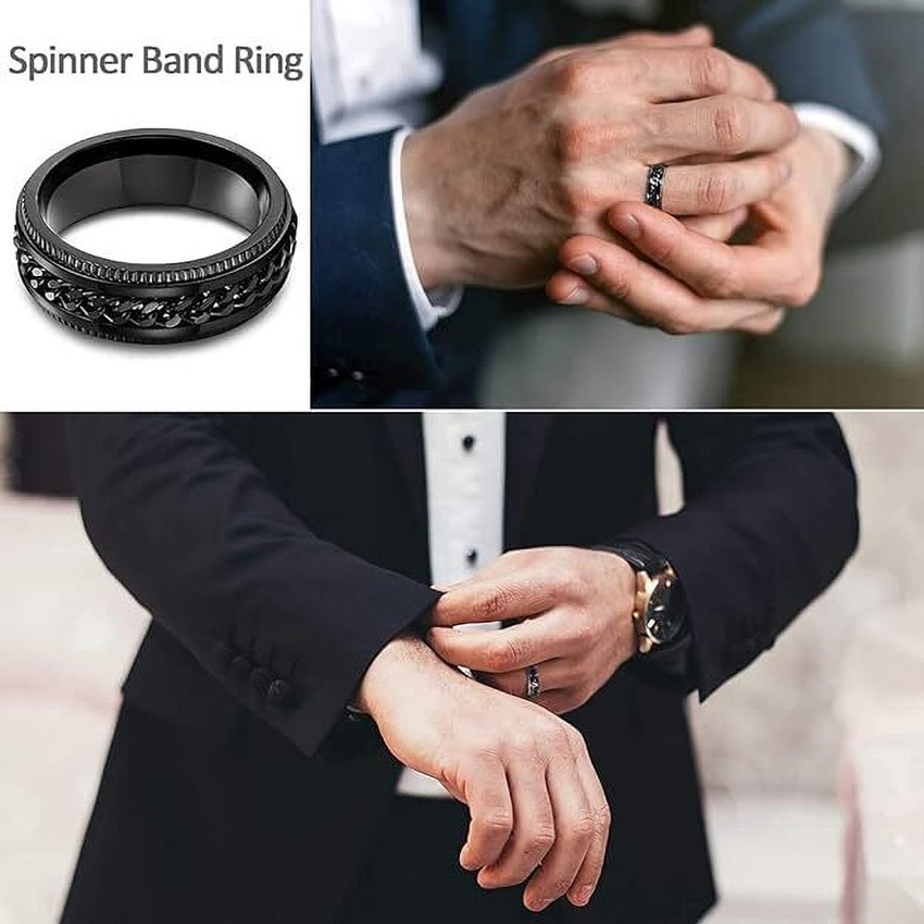 Lila Stylish Dude Stainless Steel Chain Rotatable Silver Titanium Band Ring Stainless Steel Titanium Plated Ring Price in India Buy Lila Stylish Dude Stainless Steel Chain Rotatable Silver Titanium Ba...