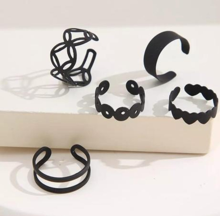 5 finger online ring set silver