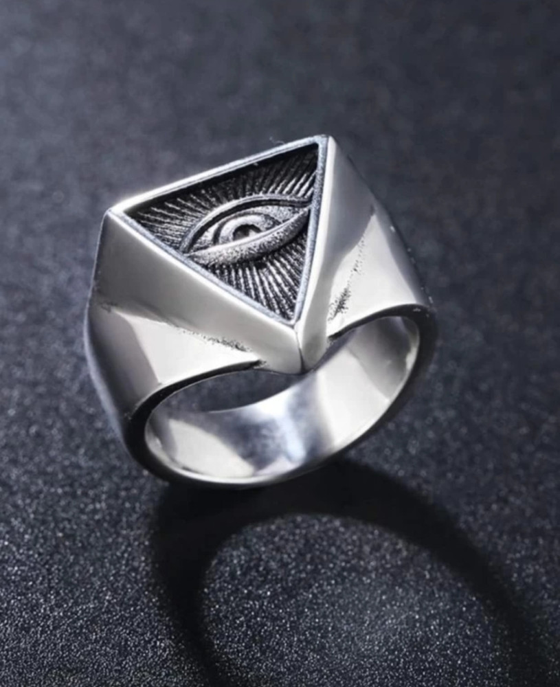 Sunshine Creations Stylish Unisex Vintage All Seeing Eye Pyramid Illuminati Biker Rider Men s Ring Stainless Steel Silver Plated Ring Price in India Buy Sunshine Creations Stylish Unisex Vintage All S...