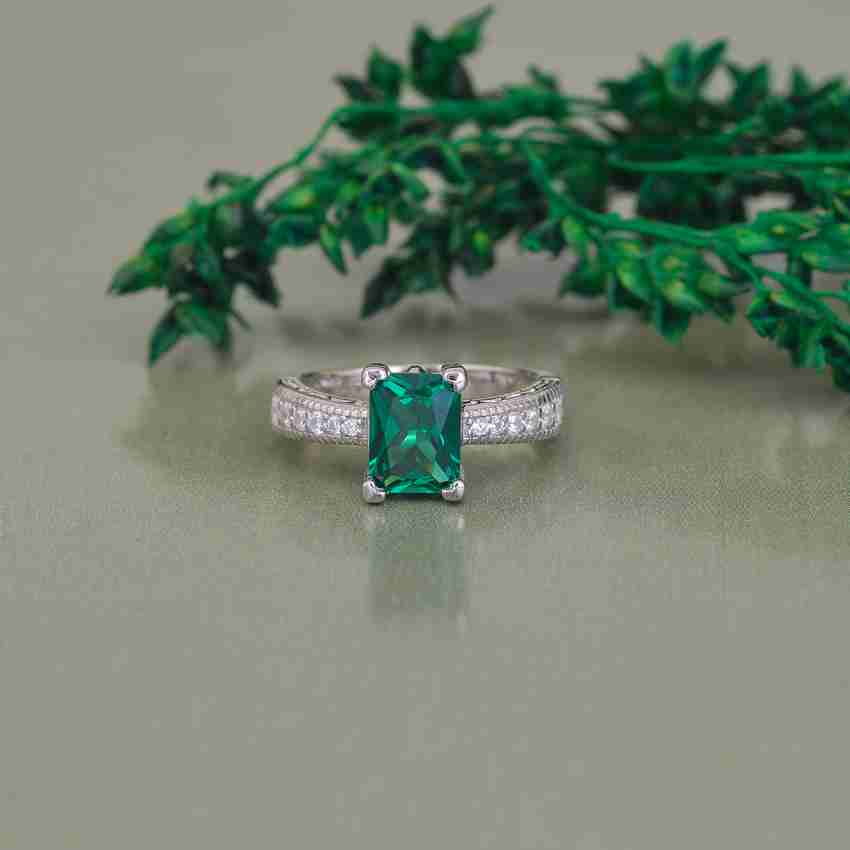 Emerald green deals silver ring