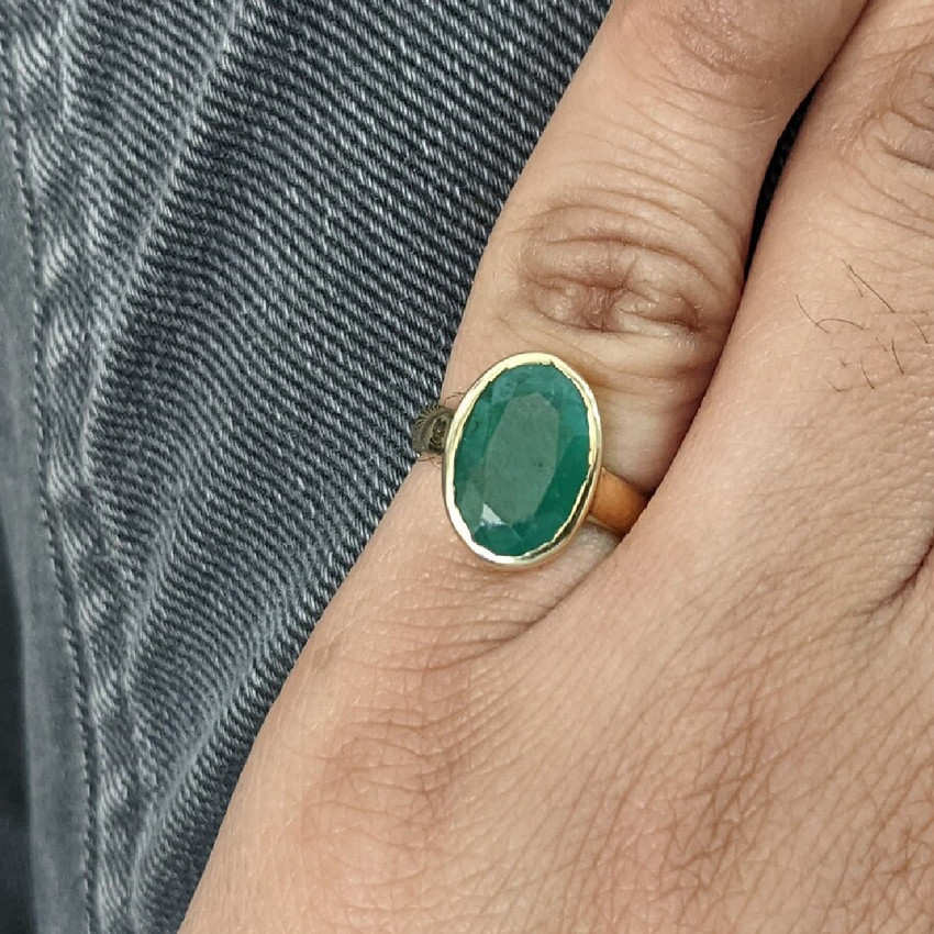 RATAN BAZAR Natural Emerald Panna Stone 5.25 ratti Gold plated finger ring for unisex Brass Emerald Gold Plated Ring Price in India Buy RATAN BAZAR Natural Emerald Panna Stone 5.25 ratti Gold plated