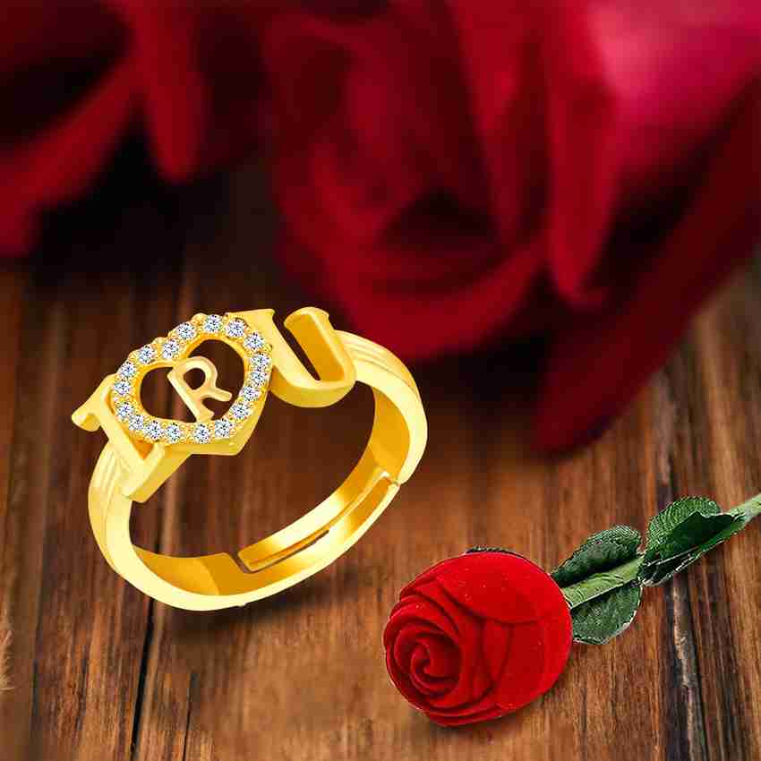 MEENAZ i love you ring girls women girlfriend R name letter