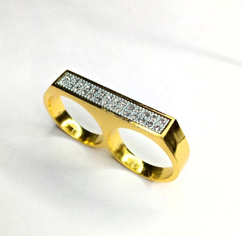 Double finger on sale ring mens gold
