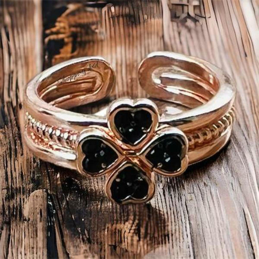 Shopping Dust Beautiful Heart Leaf Clover Ring For Girl and Women
