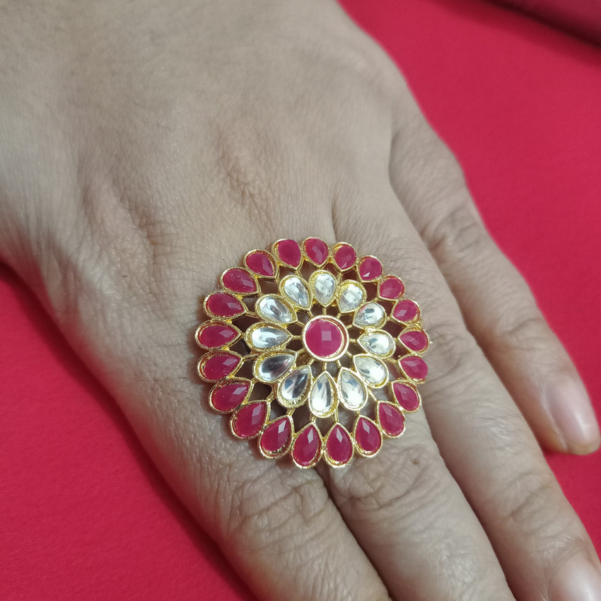 Siya Creation Siya Creation Big size kundan ring gold plated Adjustable ring Copper Jade Gold Plated Ring Price in India Buy Siya Creation Siya Creation Big size kundan ring gold plated
