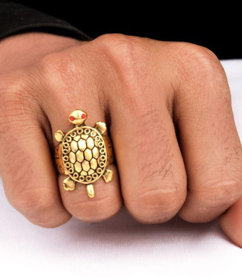 zebisco Gold Plated Turtle Design Finger Ring for Men Stainless