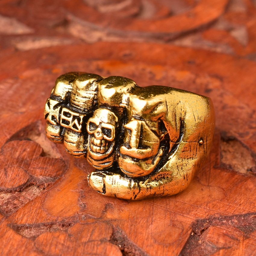 Mens gold skull on sale ring