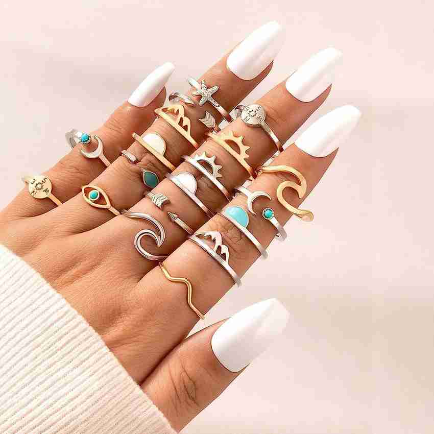 sannidhi 19 Pcs Rings for Women Teen Girls Knuckle Rings Finger Ring Sets Turquoise Rings Silver Ring Set Price in India Buy sannidhi 19 Pcs Rings for Women Teen Girls Knuckle