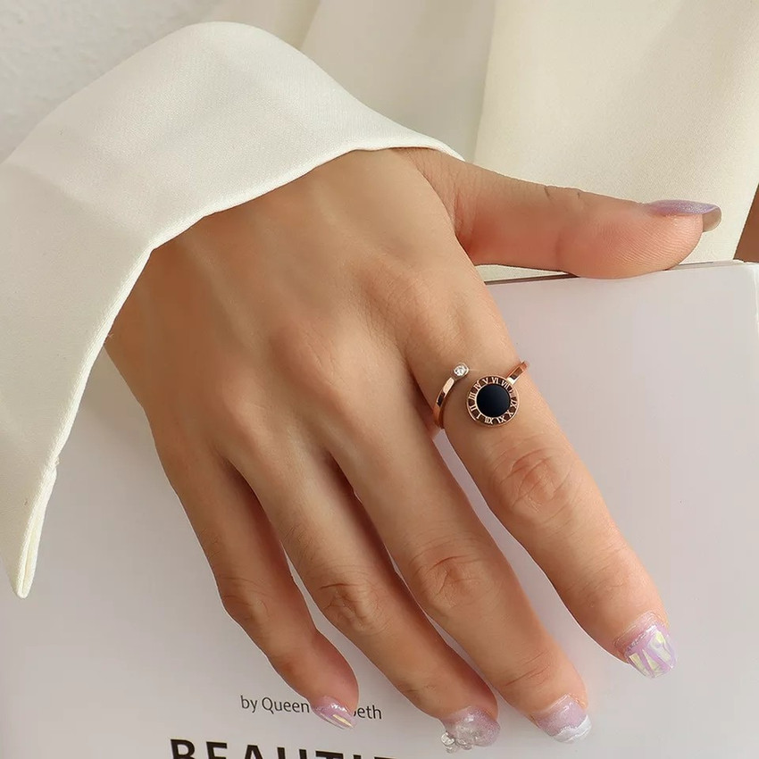 SUMANYA Black ring for women girls set adjustable Ring girl love
