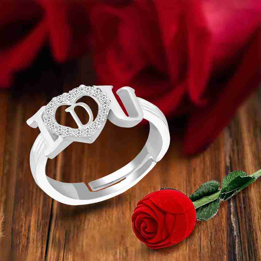 Divastri silver rings for girls women girlfriend lovers D letter