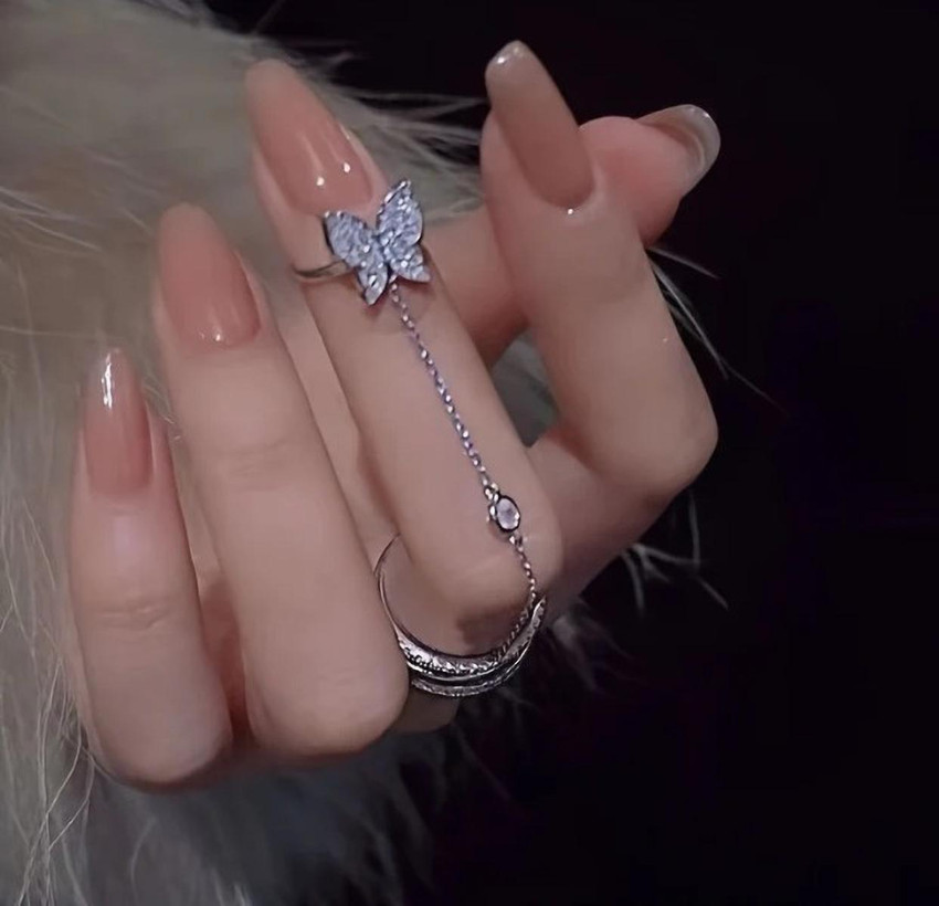 AKISON JEWELS Butterfly chain Ring For Women Girls Korean Ring Western Ring fashion stylish Alloy Cubic Zirconia Crystal Chain Ring Single Finger Price in India Buy AKISON JEWELS Butterfly chain