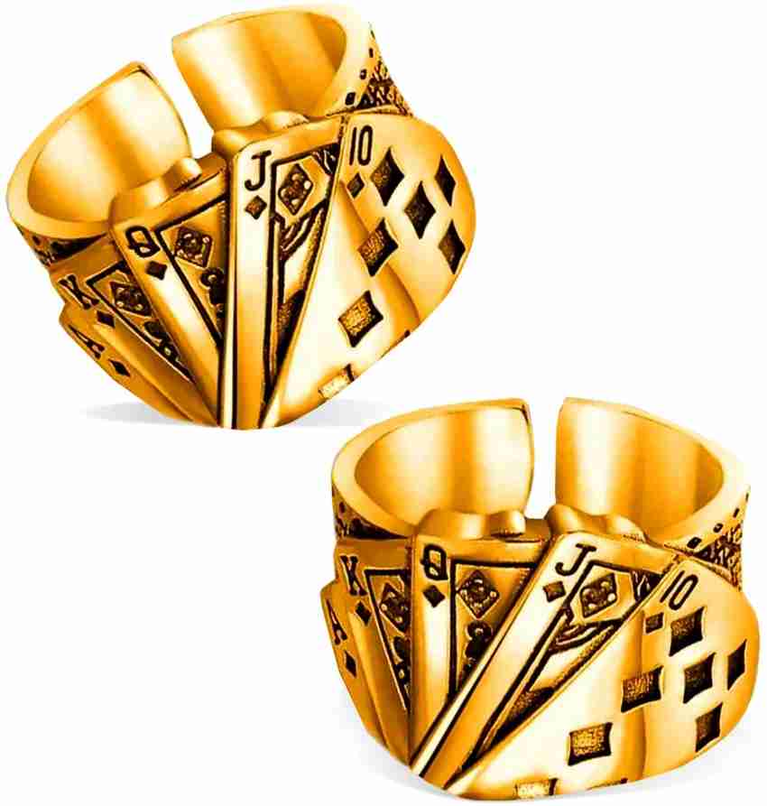 Stylewell Set Of 2 Golden Ace King Queen Jack Playing Tash Cards Poker Thumb Finger Ring Brass Ring Price in India Buy Stylewell Set Of 2 Golden Ace King Queen Jack Playing