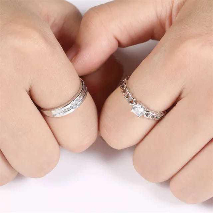 Silver engagement ring for couple hot sale