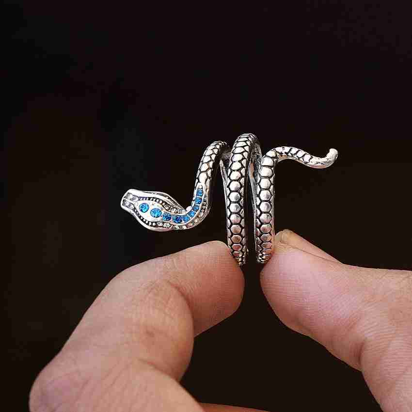 Shopping Dust New Design Blue Stone Snake Ring For Boy And Men Alloy Cubic Zirconia Platinum Plated Ring Price in India Buy Shopping Dust New Design Blue Stone Snake Ring For