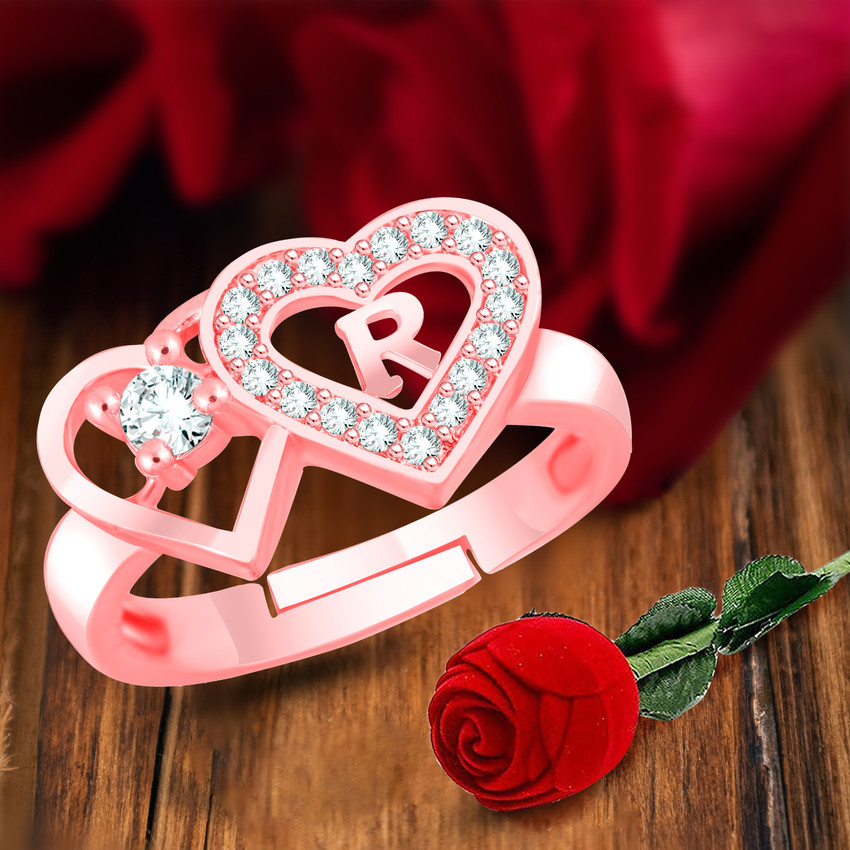 Divastri Love Heart Alphabet R Letter Rings girls women lovers