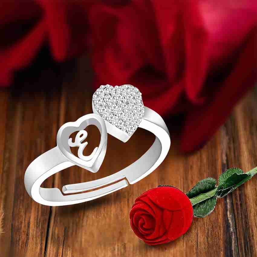 MEENAZ Silver ring rose party lovers girlfriend love couple