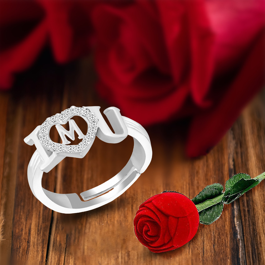 MEENAZ i love you ring girls women girlfriend M name letter