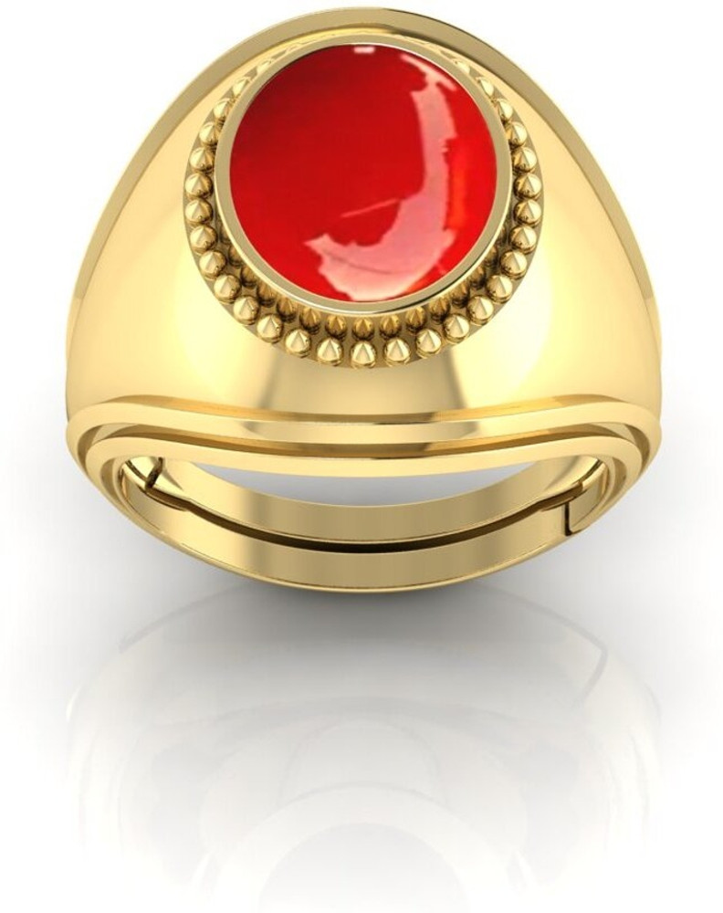 Red coral gold ring price discount
