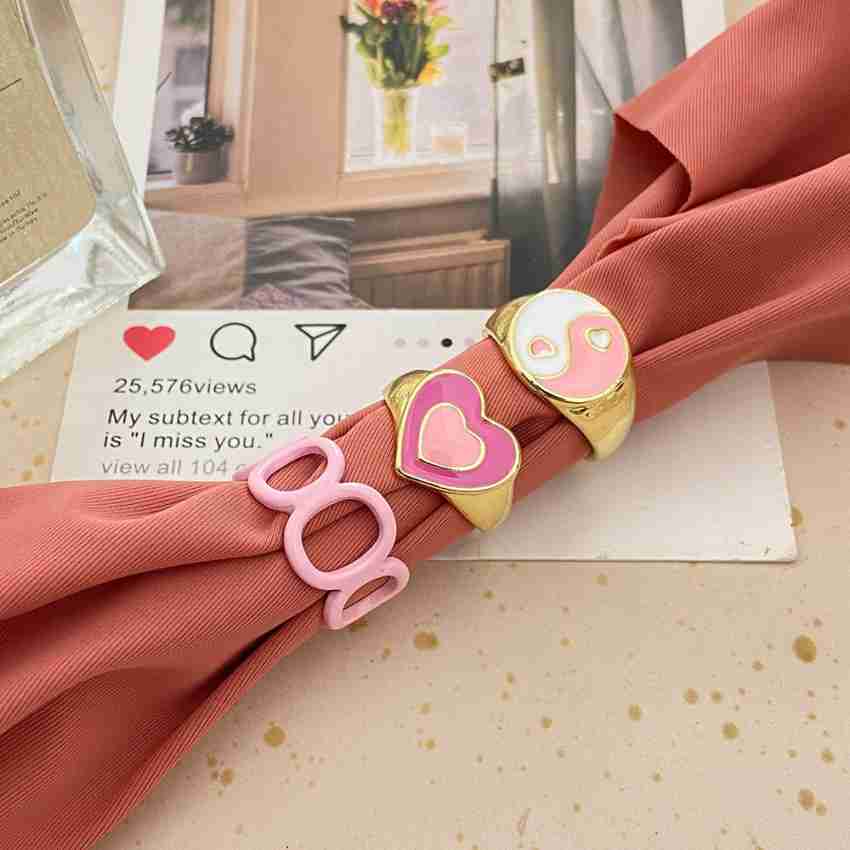 ARZONAI Pink Y2K Fashion Stylish Rings for women and Girls Metal Ring Set  Price in India - Buy ARZONAI Pink Y2K Fashion Stylish Rings for women and Girls  Metal Ring Set Online