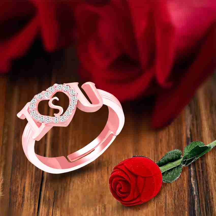 MEENAZ valentine ring promise engagment Ring with Rose Ring Box S