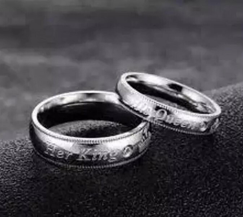 futureIcon Adjustable Couple Rings Combo for Lovers Crown Engraved