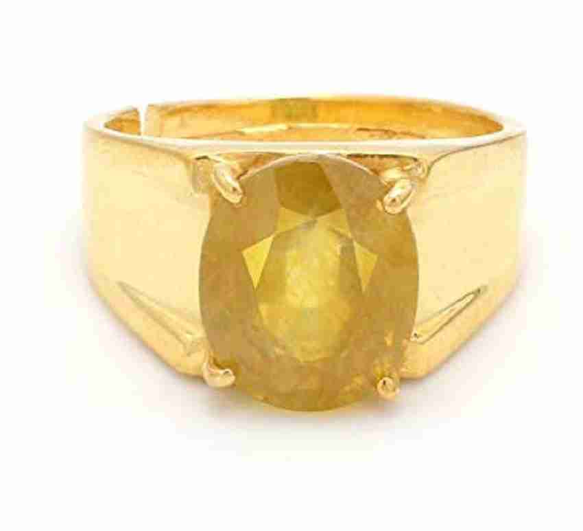KUNDLI GEMS Yellow Sapphire Ring Natural stone Pukhraj