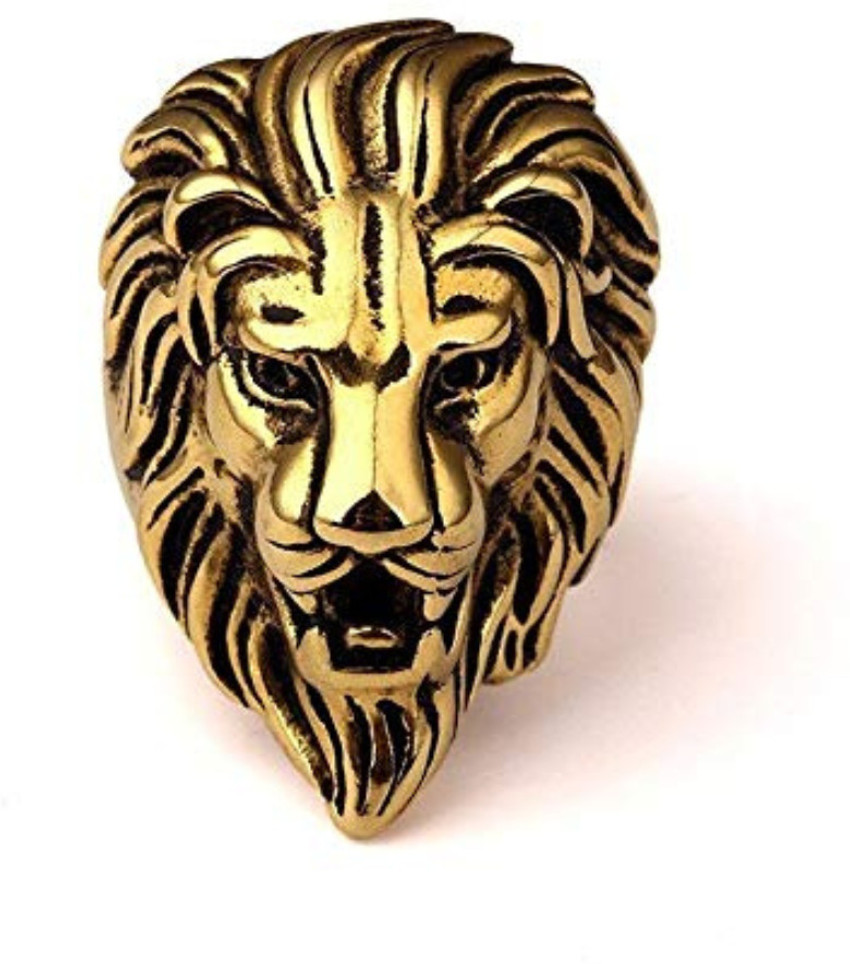 Myginie Gifts Private Limited Golden Colour Lion Head Ring For